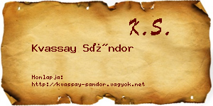 Kvassay Sándor névjegykártya